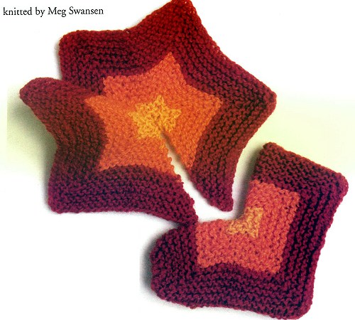 La versione degli Star booties lavorata da Meg Swanse per "Knit One Knit All" (copyright Schoolhouse Press)