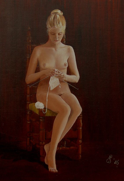 Elly Geiser, "Knitting Naked", 1986