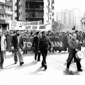 Manifestazione operaia a Sesto negli anni Settanta