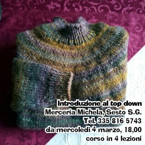 maglione top down con sprone tondo